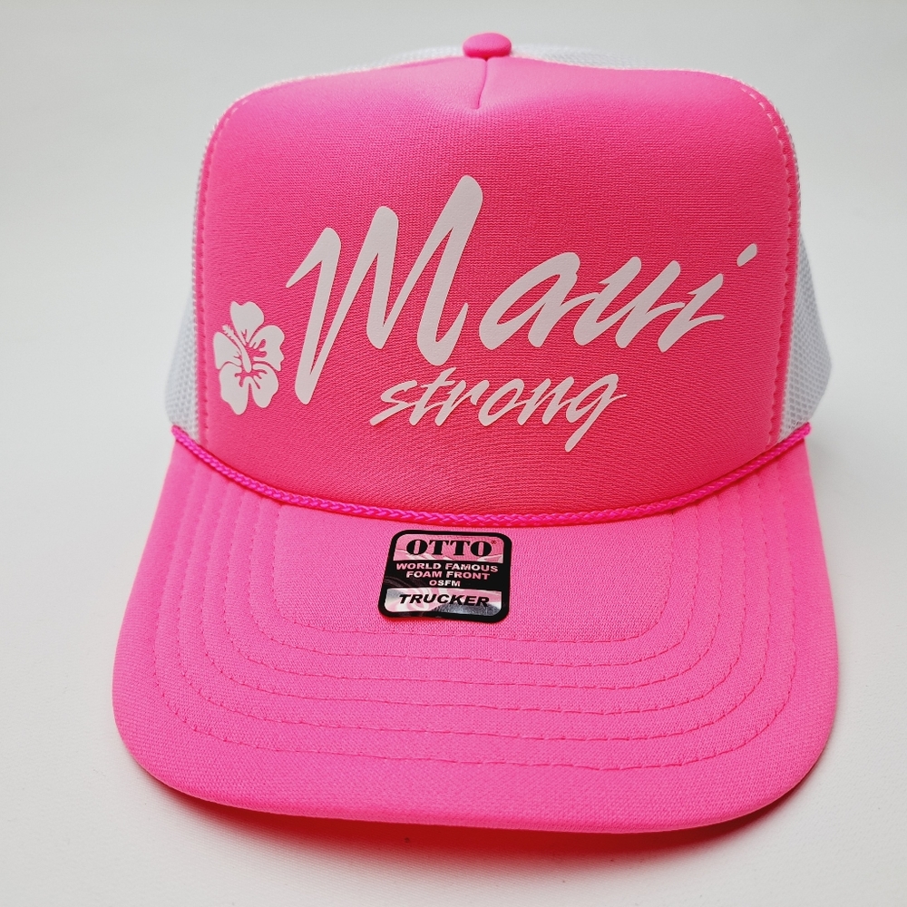 Maui Strong Women's Foam Trucker Hat Cap Mesh Snapback Pink - Picture 1 of 4
